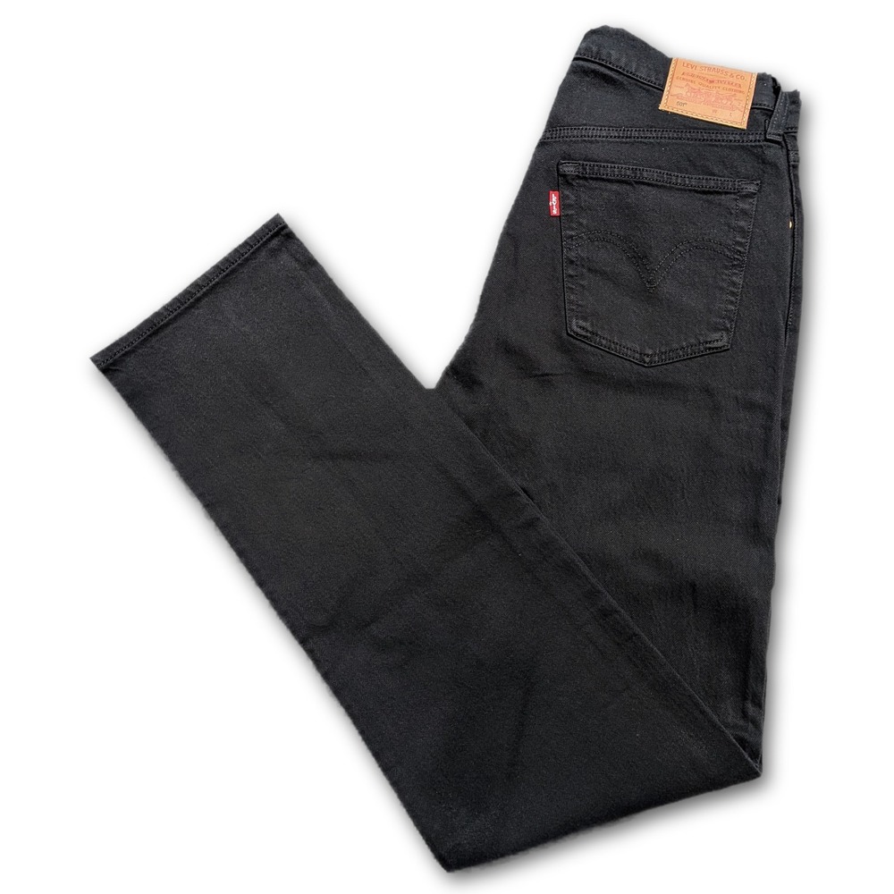 Levis Premium Jeans Womens 29x32 501 Black Button Fly Denim Stretch Straight